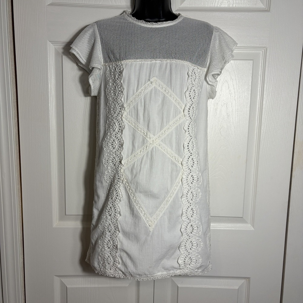 Tularosa Boho Dress Women S White Cotton Eyelet Lace Cottagecore Boho Lined Mini